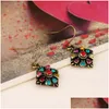 Cuelga la lámpara Bohemian Mti Color Pendientes de cristal Estilo étnico vintage Gota para mujeres Niñas Boda Declaración Joyería Verano L Dhbvw