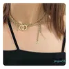 Newest 18K Gold Plated Stainless Steel Necklaces Choker Letter Pendant Chain Statement Fashion Womens Necklace Wedding