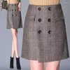 Skirts 2023 Plaid Autumn Winter Womens Mini Pocket Chic Korean Style Hip-skirt Stylish Preppy Streetwear T191