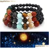 Galáxia do universo de braceletes de miçangas, o oito planetas contas de ioga de ioga de pedra natural para mulheres entrega de joalheria de entrega de joalheria dhpbm