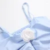 Women's Tanks Summer Camisole Girls Sweet Large Bow Tie Camis Women's Vest Female Light Blue Outside Wear Flower Tube Top