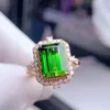 Cluster Rings H1007 Tourmaline Ring Fine Jewelry Solid 18K Gold Nature Green Gemstones 5.6ct Diamonds For Women Present