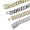 New fashion 12mm Width CZ Miami Cuban Link Chain Hip Hop Bling Micro Pave 5A Clear Cubic Zirconia Cuban Men Bracelet Wholesale for Men