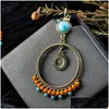Charm Vintage Ethnic Round Beads Dangle Earrings Hanging For Women Female Big Hoop Earring Anniversary Party Wedding Jewelry Gifts D Dhvlp