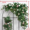 Dekorativa blommor Artificial Green Plant Rose Floral Wedding Backdrop Arch Deco Hang Row Outdoor Arrangement Party Church Floor Ball Ball Ball