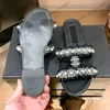 Dames sandalen lage hakken met faux parelpar slippers glijden op dia