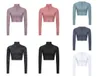 Dames cropped jas lente herfst nieuwe rits jas definieert sneldrogende yogakleding lange mouwen duimgat training hardloopjas dames slanke fitness jas