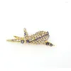 Broscher 100 st/lot mode smycken guldpläterad strass kristall mix färg flygplan stift brosch