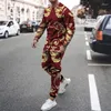 Erkek Trailtsits 2023 Erkek Kafatası Takım Baskılı Yaz 2pk Spor Giyim Moda Erkek Rahat Nefes Alabilir İki Parçalı Sokak Giyim Orijinal Stil