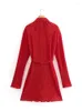 Abiti casual Evfer Camicia da donna stile estivo monopetto rosso mini abito dritto Chic colletto rovesciato da donna pieghettato sottile