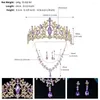 Pendientes de collar Conjunto de Diezi Diezi Luxury Wedding Crystal Crown Choker Tiara Accesorios de joyería de diamantes