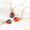 Colares pendentes Novo colorf colorf Crystal Birthstone colar Teardrop Glass Charms para mulheres Jóias por atacado Drop entrega pend dht6m