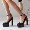 Olmm New Arvival Women Platforme Pumps Patent Chunky Heels Okrągłe palce Wspaniały nagi zielone różowe buty imprezowe kobiety US rozmiar 5-10,5