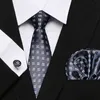Heren banden zwarte paisley zijden stropdas hanky manchetknopen set jacquard geweven zakelijke mode accessoires nekbindingen set formele manchetknopen zakdijk 3-delige s