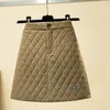 Designer Fashion Down Cotton Skirt Autumn And Winter New Khaki Plaid A-line Skirt High Waist Slim Skirt Thickened Skirt