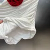 Survêtements pour femmes BORVEMAYS Été Suspendu Cou Plissé 3D Fleur Débardeurs Taille Haute Évider Denim Shorts Tempérament Ensembles Deux Pièces