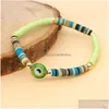 Charm Bracelets Polymer Clay Bead For Women Evil Blue Eye Friendship Handmade Jewelry Gifts 4Mm Beads Drop Delivery Dh0Fs