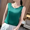 Women's Tanks Women's T-Shirt Silk Satin Vest Suspender Solid Color Italian Fabric Summer Sleeveless U-Neck Sexy Basic Top