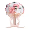 Decorative Flowers Bridal Bridesmaid Wedding Bouquet Silk Roses Artificial Bride Boutonniere Pins Mariage Accessories