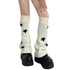 Women Socks Kawaii Knit For Casual Star Print Baggy Goth Knee High Boot Cuffs Winter Warm Slouch