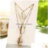 Pendant Necklaces Trendy Three Layers Shell Necklace Bohemian Natural Gold Chain For Women Friend Jewelry Gifts Drop Delivery Pendant Dhh3P