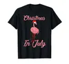 Men's T Shirts Christmas In July Santa Flamingo Summer Xmas Gift T-Shirt-Men's T-Shirt-Black