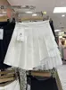 Jupes coréenne plissée a-ligne pour les femmes maille irrégulière Patchwork Mini jupe filles dames taille haute courte goutte