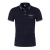 Mens Polos Aston Martin Summer Polo Shirt Thermal Quality Short Sleeve Breattable Top Business Casual 230526