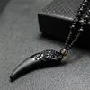 Corre as correntes obsidiana lobo pingente de dente preto colar