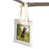 Sacs à provisions Double impression berger allemand chien Shopper sac toile fourre-tout femmes réutilisable mode mignon Animal décontracté dame sac à main