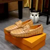 Designer Casual Shoes Classic Gold Metal Plaid Flat Leather Office Walking Dress Shoes 25 Model Luxury Italian Men's Casual Shoes