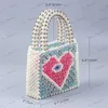 Borse da sera New Pearl Beaded Bag Design Colorful Heart Pattern Borsa da donna fatta a mano Piccola Tote Bag Evening Party Pochette da sposa Donna T230526