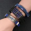 Armbandsur herrar wriswatch full svart rostfritt stål sport klocka elektronisk led ljus lava stil klockflamma armband gåva montre