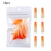 False unhas 24pcs nude branco francês longa prensa em dicas capa completa quadrada reta Gel Gel Gel Artificial Set Manicure Tools