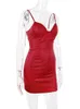 Julkändis Red Mini Dress Fashion Rave Outfits New Luxury Design Hot Fix Diamonds Party Dresses for Women 2022