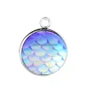 Charms 16Mm Round Charm For Necklace And Bracelets Jewelry Making Stainless Steel Resin Fish Scales Mermaid Pendant Drop Delivery Fi Dh8H1