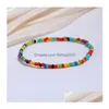 Fußkettchen Handgemachte Perlenarmbänder für Frauen Egirls Strand Boho Colorf Perlen Knöchel Elastische Fuß- und Handkette Schmuck Party Drop Deliv Dhqse