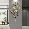 Zegary ścienne duży zegar metalowy liść nordycki nowoczesny design dekoracja salonu kreatywne wyciszone wnętrze domu wisiorek LB92
