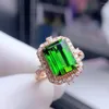 Cluster Rings H1007 Tourmaline Ring Fine Jewelry Solid 18K Gold Nature Green Gemstones 5.6ct Diamonds For Women Present