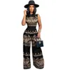 Women Designers Clothes 2023 Spring and summer Fashion Pattern Printed Sleeveless jumpsuit Wide Leg Pants Set