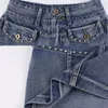 Rokken dames jeans rok mid taille potlood streetwear feest sexy bodycon rekte denim mini voor 2023 clubkleding