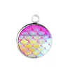 Charms 16Mm Round Charm For Necklace And Bracelets Jewelry Making Stainless Steel Resin Fish Scales Mermaid Pendant Drop Delivery Fi Dh8H1