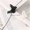 Chokers White / Black Lace Butterfly Necklace Charm Choker Jewelry for Women Accessories Wholesale Summer Love Drop Delivery Necklac DH5B4