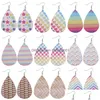 Urok Korea Style Rainbow Color Heart Star Printing Skórzowe kolczyki dla kobiet Dangle Drop Waterdrop Faux Ear Party Biżuteria Dhw6m