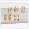 Hoop Earrings Cute Color CZ Zircon Gold For Women 5 Pair Geometric Small Set Huggie Jewelry Wedding Bijoux Brincos