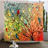 Shower Curtains Chinese Style Flower and Birds Tree Bath Curtain Waterproof Bathroom Decor With Hooks 3d Printing 230525