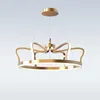 Candelabros Creative Crown LED 68W 92W Modern Nordic Gold Lighting Accesorios colgantes para niños Sala de estar Dormitorio Decoración