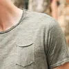 T-shirts pour hommes GustOmerD été marque qualité pur coton T-shirts hommes poche solide à manches courtes col rond T-shirts mode hauts souples