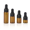 2 ml 3 ml 5 ml Mini-Tropfflasche aus bernsteinfarbenem Glas, Probenbehälter, ätherisches Öl, Parfüm, winzige tragbare Flaschen