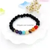 Perline Fashion 7 Chakra Bracciale Lava Pietra vulcanica Braccialetti di perline Natural Yoga Healing Prayer Nce Buddha Beads Drop Delivery Jewelr Dh8Jt